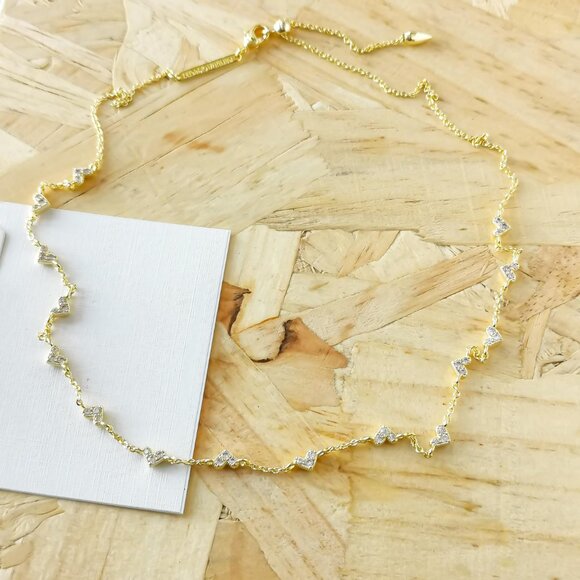 NEW Kendra Scott Haven Heart White Crystal Strand Necklace Gold - Picture 2 of 3